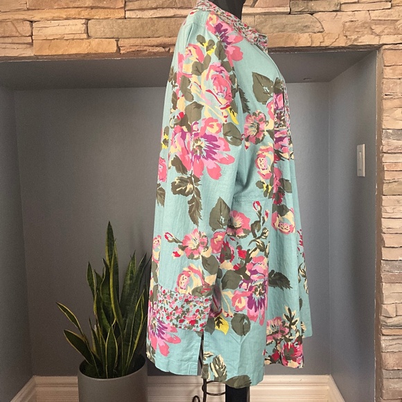 Soft Surroundings Cottagecore Button Down Tunic Shacket Floral Scattered 1X - Picture 5 of 8